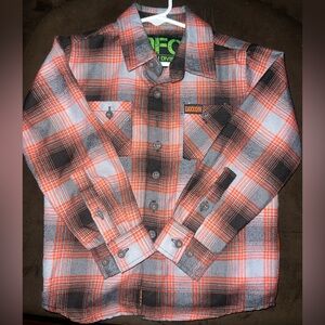 DIXXON Orange and Gray Plaid Kids Button Down Shirt